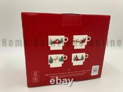 Pottery Barn Christmas in Country Santa Sleigh Reindeer Stacking Mugs S/4 #X1303
