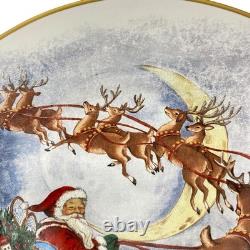 Pottery Barn PLATE Nostalgic SANTA Reindeer Sleigh Large Round Serving Platter