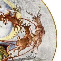 Pottery Barn PLATE Nostalgic SANTA Reindeer Sleigh Large Round Serving Platter