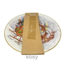 Pottery Barn PLATE Nostalgic SANTA Reindeer Sleigh Large Round Serving Platter