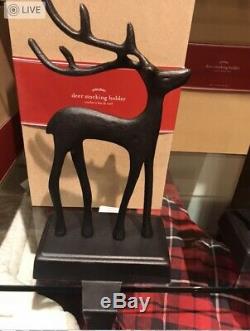 Pottery Barn SANTAS SLEIGH Stocking Holder REINDEER Deer Bronze Set 4 Christmas