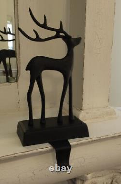 Pottery Barn SANTA'S REINDEER Stocking Holder CHRISTMAS SLEIGH Deer RARE