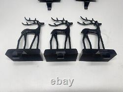 Pottery Barn Santa's Sleigh Reindeer Bronze Metal Stocking Holder Deer Stag Set