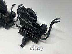 Pottery Barn Santa's Sleigh Reindeer Bronze Metal Stocking Holder Deer Stag Set