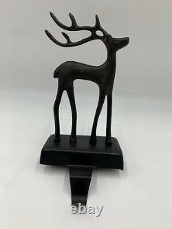 Pottery Barn Santa's Sleigh Stocking Holder Bronze Reindeer ONLY 9.75H C121