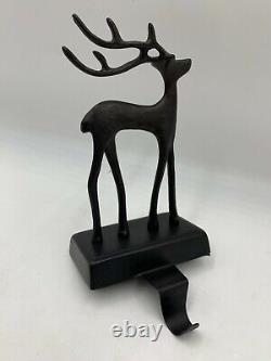 Pottery Barn Santa's Sleigh Stocking Holder Bronze Reindeer ONLY 9.75H C121