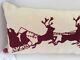 Pottery Barn Sleigh Bell Crewel Lumbar Pillow Santa/reindeer Embroidered New