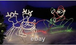 Pre-Lit Christmas Rope Light Silhouette Santa Sleigh Reindeer Flashing Outdoor