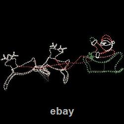 Pre-Lit Christmas Rope Light Silhouette Santa Sleigh Reindeer Flashing Outdoor