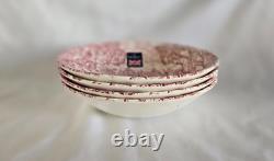 Queen's Santa Claus Sleigh Reindeer Village Pasta Bowls 9 Red Set of 4 NEW