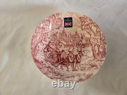 Queen's Santa Claus Sleigh Reindeer Village Pasta Bowls 9 Red Set of 4 NEW