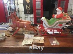 RARE! 1940's Puloron Santa Sleigh with 2 Reindeer PRICE REDUCED