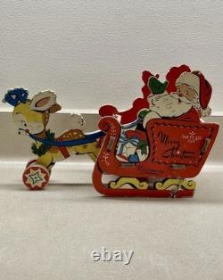 RARE! 1950's Whitman's Santa Reindeer Sleigh Promotional Christmas Dolly Toy