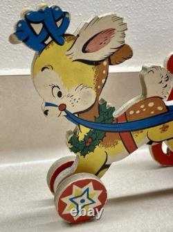 RARE! 1950's Whitman's Santa Reindeer Sleigh Promotional Christmas Dolly Toy