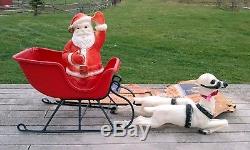 RARE 1960's VINTAGE BECO BLOWMOLD JOLLY SANTA #988 SLEIGH #989 Reindeer Parts