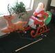 Rare 2 Piece Large Plastic Santa Sleigh Reindeer Lighted Blow Mold Blowmold