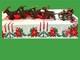 Rare Antique Christmas Cast Iron Santa In Sleigh & 8 Reindeer All With Wheels