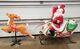 Rare Blow Mold Large Empire Santa Claus Sleigh Reindeer 3' X 3' Light Up
