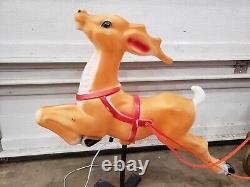 RARE BLOW MOLD LARGE EMPIRE SANTA CLAUS SLEIGH REINDEER 3' x 3' LIGHT UP