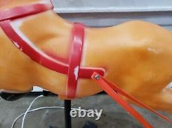 RARE BLOW MOLD LARGE EMPIRE SANTA CLAUS SLEIGH REINDEER 3' x 3' LIGHT UP