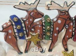 RARE Blue Sky Clayworks Goldminc Christmas Santa Sleigh & Reindeer 2 PC Set 2004
