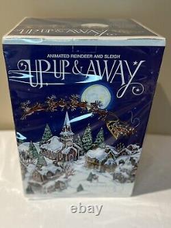 RARE Dept. 56 Snow Village Animated Reindeer And Sleigh Up Up & Away NEW