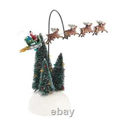 RARE Dept. 56 Snow Village Animated Reindeer And Sleigh Up Up & Away NEW