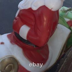 RARE EMPIRE BLOW MOLD SANTA SLEIGH REINDEER ANIMATED TURNS & WAVES Does Not WORK