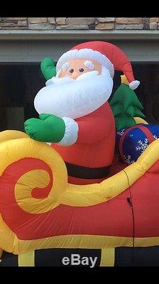 RARE Gemmy Airblown 16 FOOT SANTA, SLEIGH, REINDEER HUGE Christmas Inflatable