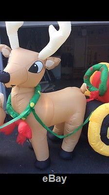 RARE Gemmy Airblown 16 FOOT SANTA, SLEIGH, REINDEER HUGE Christmas Inflatable