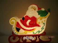 RARE Giant Grand Venture Santa Claus Sleigh 2 Reindeer Christmas Blow Mold Light