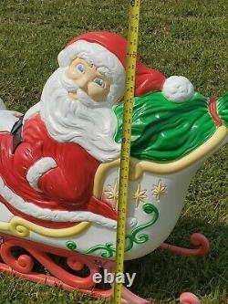 RARE Grand Venture Santa Claus Sleigh 1 Reindeer Christmas Blow Mold Light Decor