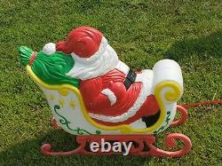 RARE Grand Venture Santa Claus Sleigh 1 Reindeer Christmas Blow Mold Light Decor