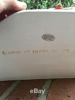 RARE HOUSE OF HATTEN LARGE SANTA, SLEIGH, REINDEER DISPLAY- DENISE CALLA 2001