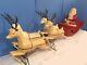 Rare Htf Vtg 1960's Santa Sleigh 4 Reindeer Lighted Hard Plastic Blow Mold Union