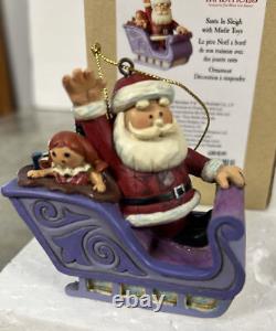 RARE Jim Shore Rudolph the Red Nose Reindeer Santa Sleigh Christmas Ornament