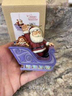 RARE Jim Shore Rudolph the Red Nose Reindeer Santa Sleigh Christmas Ornament