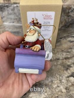 RARE Jim Shore Rudolph the Red Nose Reindeer Santa Sleigh Christmas Ornament