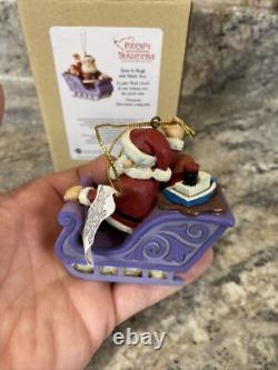 RARE Jim Shore Rudolph the Red Nose Reindeer Santa Sleigh Christmas Ornament