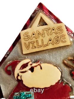RARE Lucinda Christmas PIN SANTA Sleigh REINDEER Village House Brooch