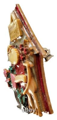 RARE Lucinda Christmas PIN SANTA Sleigh REINDEER Village House Brooch