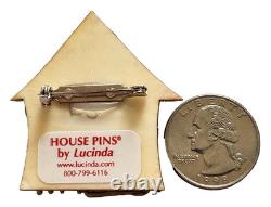 RARE Lucinda Christmas PIN SANTA Sleigh REINDEER Village House Brooch
