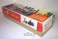 RARE MIB 1950s SANTA CLAUS ON REINDEER SLEIGH BATTERY OPERATED TIN LITHO MINT