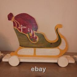 RARE Pottery Barn Kids Wooden Santa Sleigh Reindeer Holiday Display Set Complete