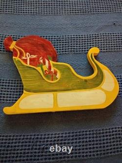 RARE Pottery Barn Kids Wooden Santa Sleigh Reindeer Holiday Display Set Complete