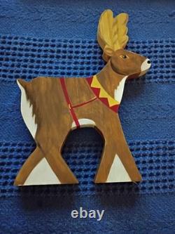 RARE Pottery Barn Kids Wooden Santa Sleigh Reindeer Holiday Display Set Complete