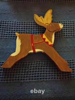 RARE Pottery Barn Kids Wooden Santa Sleigh Reindeer Holiday Display Set Complete