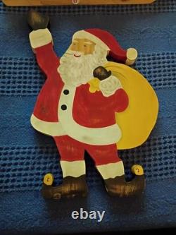 RARE Pottery Barn Kids Wooden Santa Sleigh Reindeer Holiday Display Set Complete