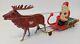 Rare Pre-wwii Wind-up Celluloid Santa With Sleigh & Reindeer