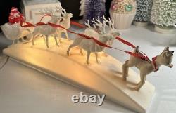 RARE Royal Electric Co Light-Up Antique Hard Plastic Sleigh Santa & Rudolph HTF